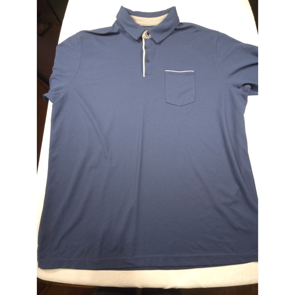 Pebble Beach Dry-Luxe Performance Polo Shirt Mens XXL Blue Short Sleeve Golf Top